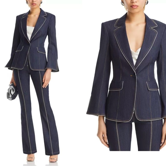 New! Cinq A Sept Denim Danicka Zipper Trim Blazer 💙 size 2 NWT! - Picture 1 of 16
